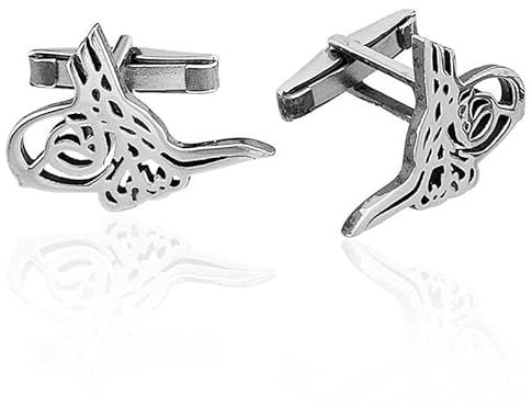 OSMANLI Tugra Gümüs Kol Düğme Ottoman Siegel Manschettenknöpfe echt 925 Silber Arma türkiye Göktürk Türk Türkei Geschenkidee Vatertag Geschenke für Männer Herren Schmuck Accessoires Geschenk