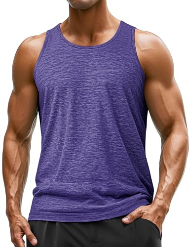 TACVASEN Mens Tank Tops Sport Gym Running Top Sleeveless T-Shirt Quick Dry Breathable Running Vest Violet,XL