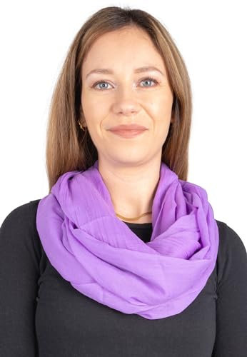 Weicher und leichter Damen Loop Schal Uni Farben Rundschal Ganzjahres Schal Schlauchschal Accessoires - Carina (Lila P9)