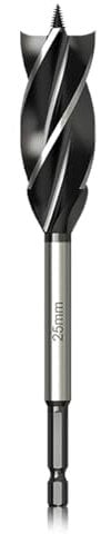 Meccion Profesional Broca para Madera 25mm x 165mm Self Feed Broca Taladro, 1/4 Hexagonal Vástago Brocas Espirales para madera