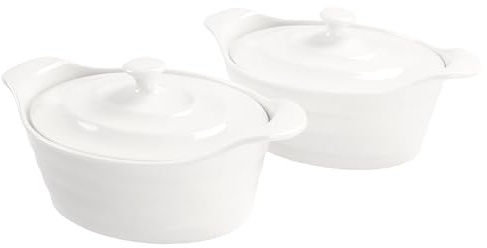jinsongdafa Casseruola da 708,7 g, zuppa di cipolle francese, in ceramica, set da forno con coperchi, mini cocotte in ceramica, teglia con coperchi e manici, forno a microonde, lavastoviglie, adatta