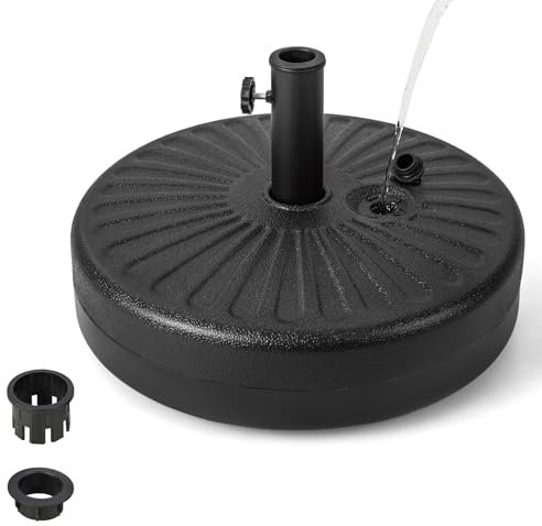 GOPLUS Schirmständer für Schirmstöcke 38mm / 48mm, Sonnenschirmständer befüllbar mit 18 L Wasser / 28 kg Sand, Schirmgewicht mit Griff, Sonnenschirm Ständer φ 50cm, HDPE, schwarz