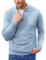 COOFANDY Mens Jumper Turtle Neck Jumper Knitted Polo Neck Jumpers Cable Knit Jumper Waffle Henley Pullover Sweaters Winter Light Blue M