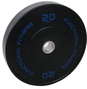 FunctionalFitness Olympic Rubber Bumper Plates - Rubber Coated Barbell Weight Plates for Strength Training and Weightlifting - Range from 5kg - 25kg (1 x 20kg)