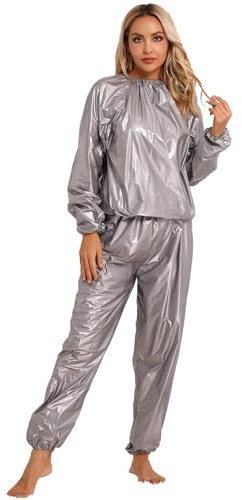 AIGOUT - Tuta da sauna unisex, per esercizi per la perdita di peso, sottile, per palestra, fitness e allenamento, anti-strappo e anti-sudore, Grigio, XXL