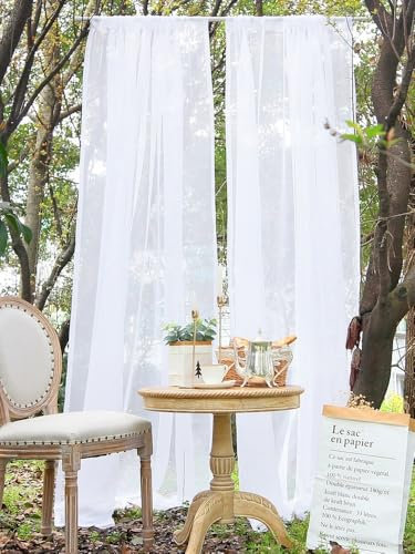 Devola Scheibengardine Weiß Transparent Einfarbige Vorhänge Fertiggardinen Wohnzimmer Küchengardine Modern Fenstergardinen Lang Balkon Gardinen HxB 100x130cm 1 Stück