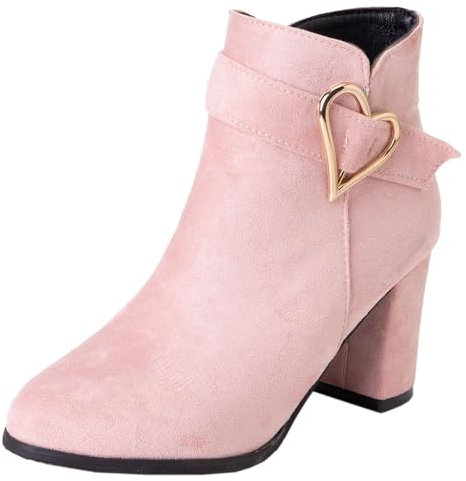 CuteFlats Bottines décontractées à talons pour femme pour le travail/l'utilisation, rose clair, 33 EU