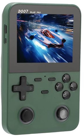 Double Backlit Joystick Handheld Game Console with 64GB Memory Card, 3.5 inch IPS Full Color Screen for Retro Game Console, Old-fashioned Gaming Device (Green)