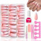 360 Stück Press on Nails Almond Kit - Nude Rosa Farbverlauf Weiß Nägel Zum Aufkleben Lang - Falsche Nägel für Frauen Mädchen - Full Cover Künstliche Fingernägel Zum Aufkleben (Long Mandel)