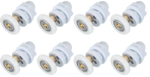 sourcing map 25mm Shower Door Rollers, Sliding Shower Doors Runners Wheels Replacement Copper Rod Pulley for Bathroom Glass Doors 4-6mm, White 8 Pcs