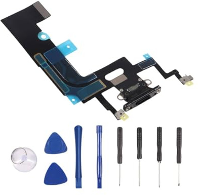 Dock Connector for iPhone Series, Replacement Charging Port Charger Dock Socket with Removal Repair Opening Tool Kits (for iPhone XR)