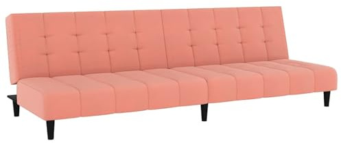 Gecheer Divano Letto a 2 Posti Rosa in VellutoSet Divani da Esterno