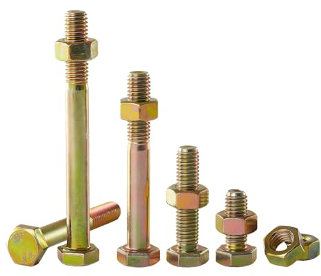 RAYGOODA Set di viti esagonali M8 – 1,25 x 65 mm con dadi (8 set), classe di spessore 8,8, rivestimento in zinco colorato, filettatura parziale, ad alta resistenza per ingegneria meccanica