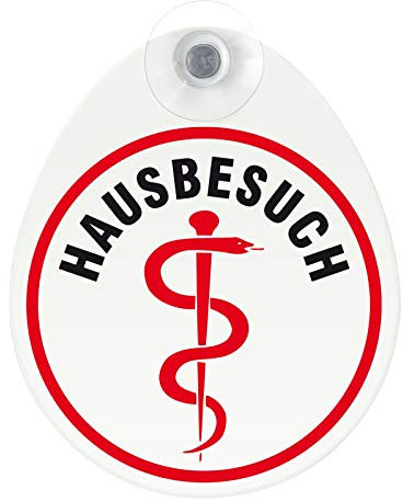 Schild, Autoschild Hausbesuch mit Saugnapf, 1,5mm wetterfestes Material 100 x 120 mm groß, von innen oder außen