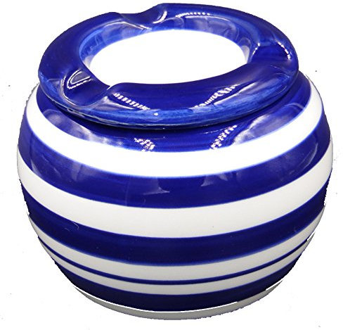 osters muschel-sammler-shop Sturmaschenbecher/Achenbecher/Windascher/blau/Weiss gestreift/Nordsee/Ostsee/Ascher/Zigarettenascher/Zigarrenascher klein