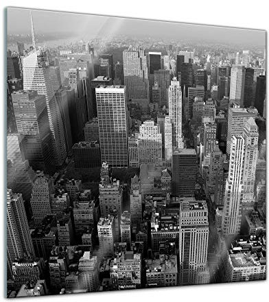 Bilderdepot24 Glasbild - Skyline von New York - 30 x 30 cm - Deko Glas - Wandbild - Bild auf Glas - moderne Glasbilder - Glasfoto - Echtglas - kein Acryl - Handmade