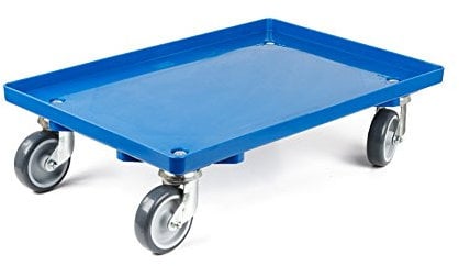 aidB Kunststoff Transportroller Geschlossen - Blau - mit Gummiräder, 2 Lenkrollen und 2 Bremsrollen - Einzel