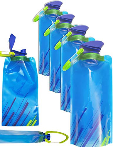 Outdoor Saxx 4x Faltbare Trink-Flasche, BPA-frei, 700ml, Karabiner-Haken, blau