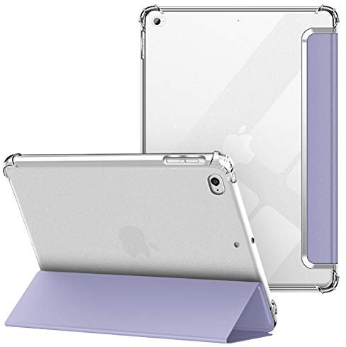 VAGHVEO Coque pour iPad 2018 2017 9.7 Pouces/iPad Air 1 2, Étui Arrière Souple et Transparent en TPU, Housse de Protection Antichoc, Smart Shell Résistant avec Veille/Réveil Automatique, Violet Gris