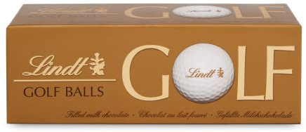 Lindt Schokolade - Golfbälle 10 x 110 g. Drei Golfbälle aus Lindt Vollmilch-Schokolade mit Nougatcremefüllung und Waffelstückchen, Geschenk für Golfer Schokoladengeschenk