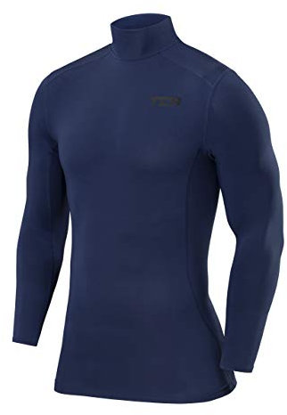 TCA Men Long Sleeve Compression Shirt, Athletic Workout Sports Undershirt Base Layer Top - Blueprint, S