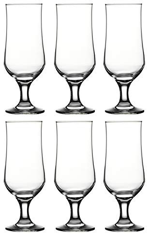 Clear 385ml Stemmed Beer Glasses, Pilsner Lager Mugs, Modern Tulip Design - Set of 6 or 12 (6)