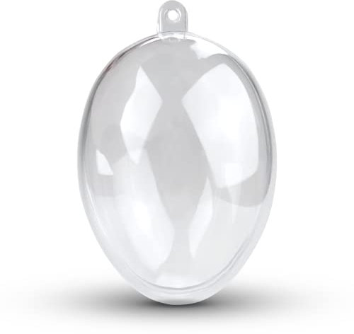 Netuno 5 Stück Acryl-Eier 8 cm Größe, 5,5 cm Durchmesser transparent teilbar Kunststoff-Eier Plastik-Eier Ostereier zum Découpage Dekoration Basteln