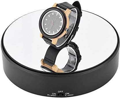 Drehteller Elektrisch, Drehscheibe Elektrisch, Elektrischer Drehteller für Fotografie, Lager 1kg, Drehscheibe Tisch zur Präsentation von Schmuck, Uhren, Digitalen Produkten, 18 cm (Schwarz)