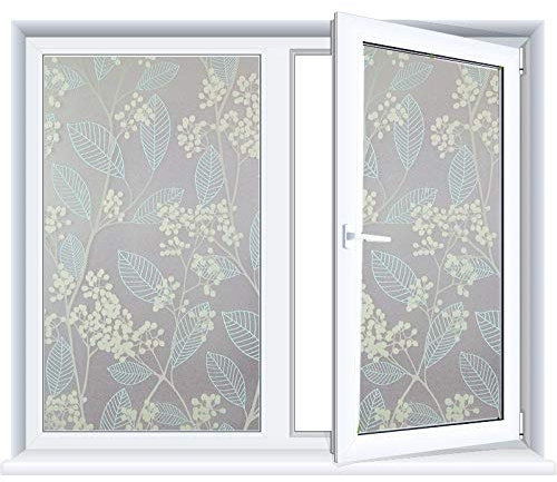 Chbrket Vinilos para Ventanas Opaco Vinilos para Cristales Vinilo Decorativos Cristales Buena Protección De La Privacidad Adecuada para Baño Hogar Árbol Frutal Azul 70X300CM