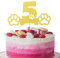 LeeLeeAn Paw Patrol Tortenaufsatz zum 5. Geburtstag, goldfarbener Glitzer, 5 Jahre alte Hundeknochen, 5 goldene Glitzer-Kuchenaufsätze