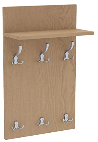 AKKE 80x50 | MEDI Garderobenpaneel Wandgarderobe Garderobe Wandpaneel Kleiderstange ALUMINIUM | EICHE HELL