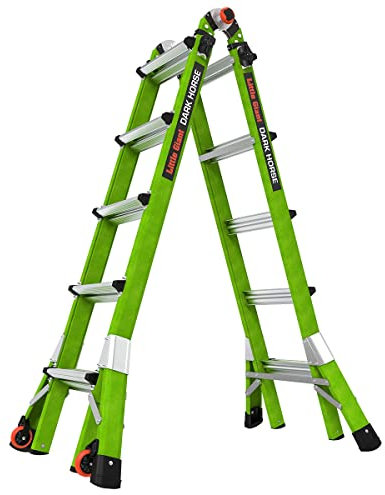 Little Giant Ladder Systems Dark Horse 2.0, M22, escalera multiposición, fibra de vidrio, tipo 1A, clasificación de peso de 300 libras, (16122-001)