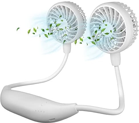 HandFan Portable Neck Fan Rechargeable, Wearable Personal Fans for Neck, Hands Free Necklace Fan Battery Operated, Neck Cooling Air Condition for Men Women Travel Hiking Cycling Outdoors