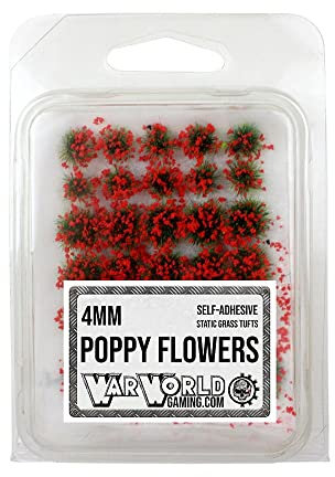 WWS War World Scenics WWScenics | Rote Mohnblumen Grasbüschel-Mischung 4mm | WGT4-013 | Realistische Modellbau-Stücke