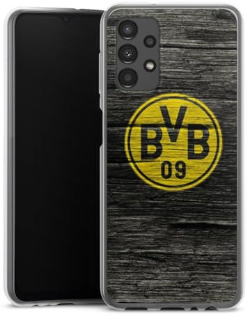 DeinDesign Silikon Hülle kompatibel mit Samsung Galaxy A13 4G Case transparent Handyhülle Borussia Dortmund BVB Holzoptik