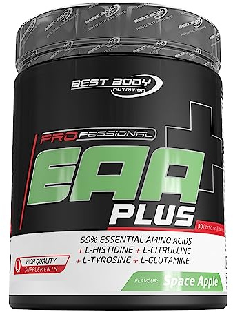 Best Body Nutrition Professional EAA Plus Aminosäuren Space Apple, 450 g | 8 essenzielle Aminosäuren mit L-Glutamin und Citrullin-Malat, vegan, laktosefrei, zuckerfrei, Geschmack Space Apple