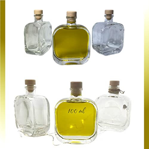 Bottiglia vuota da 100 ml vetro decorativo, bottiglia vetro multiuso resistente per conservare bevande, liquori, vino, contenitori multiuso in vetro, mini flaconi per regali, matrimoni ed eventi
