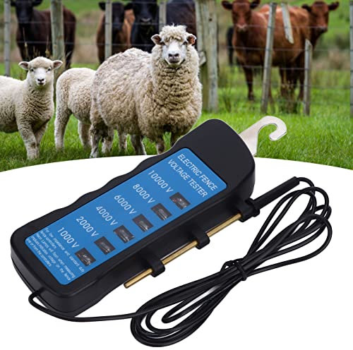 Pilipane Weidezaun Prüfgerät, 1000-10000V Weidezaunprüfer, Zaunprüfer Weidezaun mit 6 Kontrollleuchten, Wasserdichter Tragbarer Spannungsmesser für Den Bauernhof