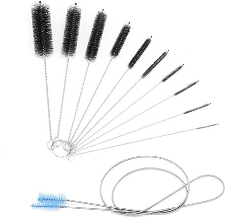 ZEONHEI 11 Stück Reinigungsbürste Rohrbürste, Strohhalm Bürste, 155cm Doppelendige Flexible Rohrbürste Bürste mit 10 Nylon Schlauchbürste Set für Flaschen, Küche, Aquarium, Kaffeevollautomat