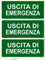 TIESSE - 3 adesivi USCITA DI EMERGENZA - Vinile adesivo ad alte prestazioni - Dimensione: 3 etichette 210x90 mm su foglio A4 (210x297 mm) - MADE IN ITALY