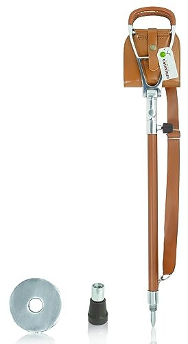 Simply Unearthed Premium Leather Tan XL Seat Shooting Stick for Men and Woman - Adjustable Height Walking Stick Suitable for Town and Country Use