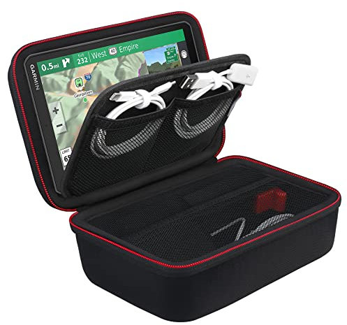 BOVKE Navi Hülle Tasche für 8 Zoll Garmin DriveSmart 86 / Camper 890 / dēzl LGV810 / dēzl LGV 800 Navigationsgerät, Mesh Tasche für Auto Power Kabel Zubehör, schwarz+schwarz