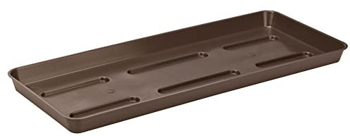 VERDENIA Rattan Blumentopf Untersetzer Blumenuntersetzer für Pflanzen und Kräuter Blumentopfuntersetzer aus Kunststoff Leicht Stabil Rechteck Viele Farben Viele Größen 21910 Braun