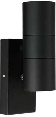 Kerry Outdoor Dusk to Dawn Wall Light, Mains Powered, Up & Down, Black | Stainless Steel Design with Automatic Photocell, IP44 and GU10 Bulb up to 35W, Not Included, for Entrances and Garages