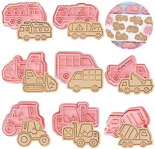 8 Stück Ausstechformen, Keksausstecher Kinder, Kinder 3D Fondant Keks Ausstecher, Plätzchen Ausstecher Handpresse Cookies Cutter, Wiederverwendbar Ausstecher, Cookie Mold für Kinder (Transport)