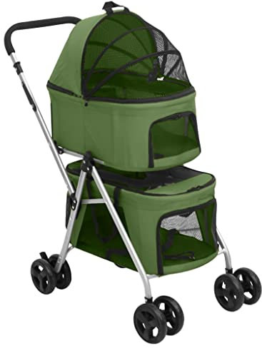 vidaXL Hundewagen für 2 Hunde Faltbar Grün 83x48x97cm Oxford-Gewebe Hundebuggy