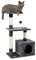 lionto Arbre à Chat avec Niche et Balle en Peluche, Hauteur 85 cm, Arbre à Chat en sisal & Peluche, couchages Confortables & Niche, pour Petits & Grands Chats, Gris foncé (avec nom imprimé)