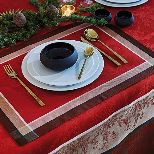 Garnier Thiebaut Tischset Couronne de Noel Rouge 55 x 40 cm - Baumwolle