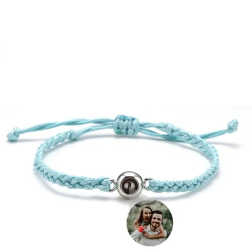 Asu Personalisiertes Projektions-Armband Mit Foto für Damen Herren - Maßgeschneidertes Bild im Stein - Blue, 1 Stück