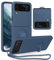 UEEBAI Hülle für Samsung Galaxy Z Flip 3 5G, Ultra Dünn Silikon Handyhülle mit 360 Grad Drehbarer Ringhalter Handschlaufe Magnetische Autohalterung Schutzhülle TPU Bumper Cover - Navy Blau
